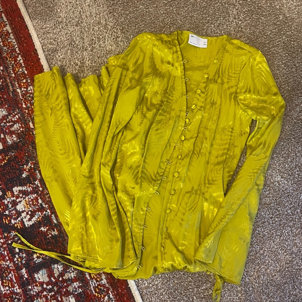 ASOS chartreuse color long sleeve midi dress